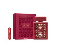 Rave Now Rouge Eau de parfum arabe unisexe de longue durée avec atomiseur rechargeable, parfum oriental durable avec notes d'iris, résines, bois de santal et notes balsamiques (Now Rouge)