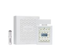 Rave Now White Eau de parfum arabe unisexe longue durée avec atomiseur rechargeable, parfum frais avec notes de musc blanc, pêche et fleurs blanches 100 ml