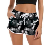 Rave on Friday Short de Bain Femme Eté Fleur Noir Décontracté Bas de Maillot Shorty Sport Multiusage pour Plage Natation Piscine , S