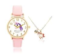 Ravel - Ensemble Montre Dorée et Collier Licorne pour Filles « Petits Joyaux » - Quartz Analogique - R2233.5 - Rose