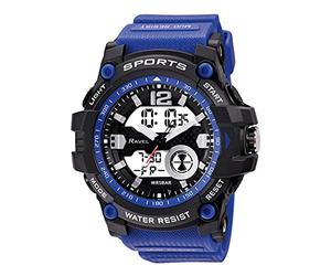 Ravel - Montre à Quartz Ana-Numérique 5ATM pour Homme avec lumière - RDT.2E - Bleu Royal