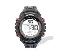 Ravel - Montre à Quartz Numérique Ronde 3ATM pour Homme avec Lumière - RDG.14.27 - Noir/Rouge