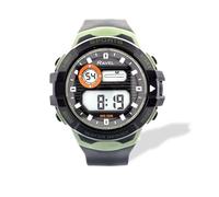 Ravel - Montre à Quartz Numérique Ronde 3ATM pour Homme avec Lumière - RDG.14.31 - Noir/Vert