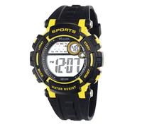 Ravel - Montre à quartz numérique ronde 3ATM pour homme avec lumière - RDG.141, noir/jaune
