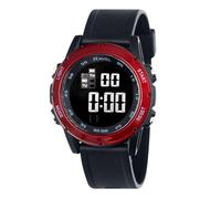 Ravel - Montre à quartz numérique ronde 3ATM pour homme avec lumière - RDG.14D, noir/rouge