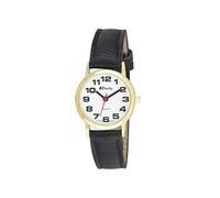 Ravel - Montre Bracelet Femme Facile à Lire avec de Gros Chiffres - Cadran Blanc/Ton Or/Noir
