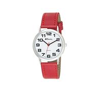Ravel - Montre Bracelet Femme Facile à Lire avec de Gros Chiffres - Cadran Rouge/Ton argenté/Blanc