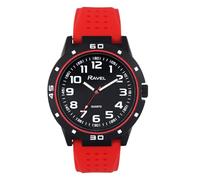 Ravel - Montre de Sport pour Homme avec Boîtier Noir et Lunette de Couleur Assortie sur Bracelet de Sport en Silicone - Quartz Analogique - RS004.10 - Rouge