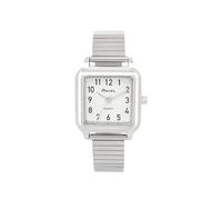 Ravel - Montre d'été carrée pour femme sur bracelet extensible en acier inoxydable - Quartz analogique - R0243, argenté