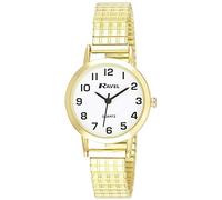 Ravel - Montre Femme Traditionnelle avec Cadran à Chiffres clairs sur Bracelet Extensible en Acier Inoxydable doré - Ton d'or