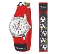 Ravel - Montre Football Rouge pour Enfant avec Bracelet à Fermeture Facile - Quartz Analogique - R1507.61