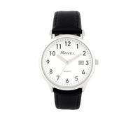 Ravel - Montre Homme Calendrier Bracelet Simili Cuir - Quartz Analogique Japonais - R0708, Cadran noir/blanc