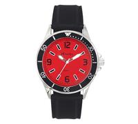 Ravel - Montre Sport pour Homme avec Bracelet en Silicone et Anneau Supérieur Noir sur Boîtier Couleur Argenté - Quartz Analogique - RS002.10 - Cadran Rouge