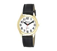 Ravel - Montre Unisexe à Bracelet d'aide à la Vue avec de Gros Chiffres - Cadran Blanc/Ton Or/Noir