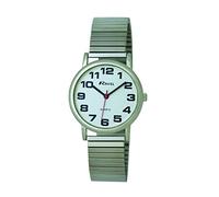 Ravel - Montre Unisexe à Bracelet Extensible en Acier Inoxydable avec Grands Chiffres - Ton Argenté/Cadran Blanc