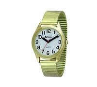 Ravel - Montre Unisexe à Bracelet Extensible en Acier Inoxydable avec Super Grands Chiffres et Aiguilles - Ton Or/Cadran Blanc