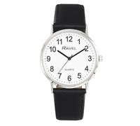 Ravel - Montre Unisexe Classique de Tous Les Jours avec des Chiffres Modernes - Quartz Analogique - R0129.20.1 - Noir/Couleur Argent/Cadran Blanc avec Chiffres