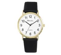 Ravel - Montre Unisexe Classique de Tous Les Jours avec des Chiffres Modernes - Quartz Analogique - R0129.25.1 - Noir/Couleur Or/Cadran Blanc avec Chiffres
