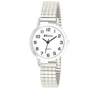 Ravel - Montre Unisexe Traditionnelle avec Cadran à Chiffres clairs sur Bracelet Extensible en Acier Inoxydable - Ton argenté