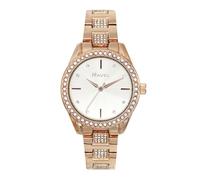 Ravel Plus - Montre-Bijou pour Femmes (34 mm) avec Boîtier Rond et Pierres Serties - Quartz Analogique Japonais - RPJ006M - Couleur Or Rose