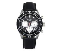 Ravel Plus - Montre Chronographe de Sport pour Hommes (42 mm) Ton Argenté, avec Lunette Tournante Unidirectionnelle - Quartz Analogique Japonais - RP.CHR-005M - Noir/Lunette Noire