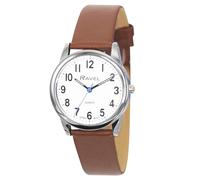 Ravel Plus - Montre Homme du Quotidien avec Bracelet en Cuir Microfibre - Quartz Analogique Japonais - RP002M - Marron/Ton Argenté