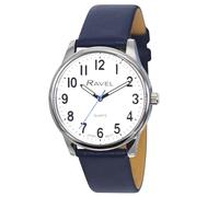 Ravel Plus - Montre Unisexe du Quotidien avec Bracelet en Cuir Microfibre - Quartz Analogique Japonais - RP005L - Bleu/Ton Argenté