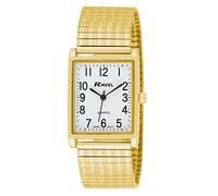Ravel R0220.01.1 Montre pour homme avec cadran rectangulaire blanc et bracelet extensible Doré