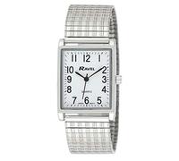 Ravel R0220.02.1 Montre pour homme avec cadran rectangulaire blanc et bracelet extensible Argenté, Bracelet