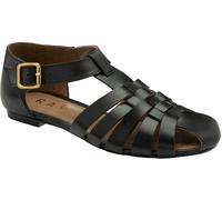 Ravel Ravel Black Flat Leather Fisherman Sandals