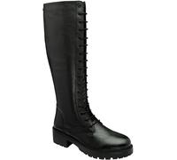 Ravel Ravel Black Leather Round-Toe Zip-Up Knee-High Boots