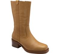 Ravel Ravel Brown Leather Zip-Up Mid Calf Boots