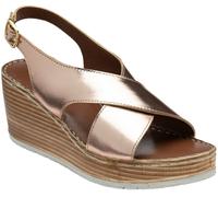 Ravel Ravel Gold Cross Over Leather Wedge Sandals