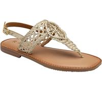 Ravel Ravel Gold Strap Woven Toe Post Leather Sandals