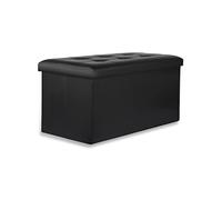 Ravello XXL pouf pliant avec boutons - 80x40x40cm cuir éco noir