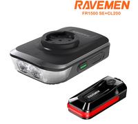 RAVEMEN FR1500 SE + CL200 - ensemble de feux de vélo, phare avant et arrière pour Garmin Wahoo IGPSPORT GPS, rechargeable noir