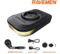 RAVEMEN-Lumière de sauna de jour pour vélo, FR300, FR160, AOM01, support compatible avec Garmin, Wahoo, GPS, sécurité, visibilité latérale, feu avant FR160 with AOM01