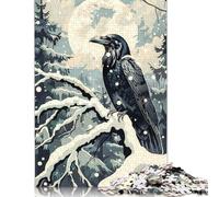 Raven and The Winter Moon Puzzle Imposible,desafío Para Adultos Entretenimiento Creativo 1000 Piezas Obra De Arte De Juego De Para Adultos Y Niños 1000pcs (38x26cm)