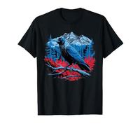 Raven Bird Mountain Forest Wilderness Nature Gothic Art T-Shirt Graphique avec Valeur