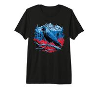 Raven Bird Mountain Forest Wilderness Nature Gothic Art T-Shirt Haut de Gamme
