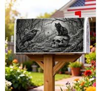 Raven Couvertures magnétiques pour boîte aux lettres gothique, chat foncé, tête de mort, Halloween, décorations extérieures, 53,3 x 64,9 cm