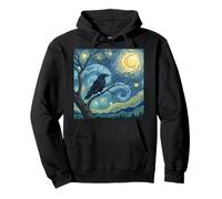 Raven Crow Lover Starry Van Gogh Night Style Peinture Art Sweat à Capuche