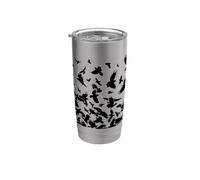 Raven Crow Oiseaux Volants Abstrait Goth Halloween Motif Gobelet isotherme en acier inoxydable double paroi