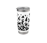 Raven Crow Oiseaux Volants Abstrait Goth Halloween Motif Gobelet isotherme en acier inoxydable double paroi