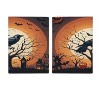 Raven Étui de passeport d'Halloween ultra fin en cuir synthétique compact de qualité supérieure pour passeport international américain pour homme et femme