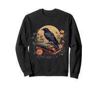Raven Livre de Lecture Motif Corbeau Occulte Cottagecore Botanical Flowers Sweatshirt