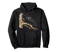 Raven on Branch Dark Nature Wildlife Black Bird Art Sweat à Capuche