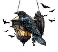 Raven on Lantern Ornament, Gothic 2D Acrylic Decor Sign, Indoor Outdoor Decorations Holiday Party, Living Room Bedroom Garden Yard Patio Accent, Spooky Halloween Wall Hanging for Home & Garden