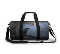 Raven on The Branch of Oak Tree Sac de sport de voyage pour homme et femme Sac de sport cylindrique avec bandoulière