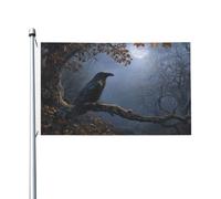 Raven On The Branch Of Oak Tree Yard House Drapeaux, 9,5 x 1,5 m, bannière de vœux avec œillets, décoration d'intérieur et d'extérieur